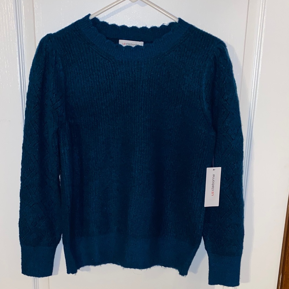 Liz Claiborne Teal/blue Crew Neck Sweater